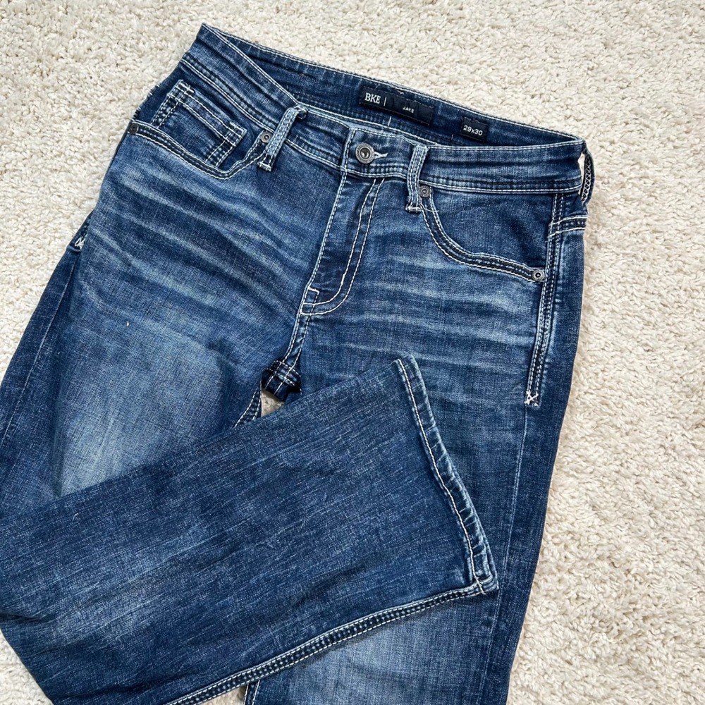 BKE Jake Jeans 29x30 Blue Dark Wash Straight Leg Stretch Denim Y2K